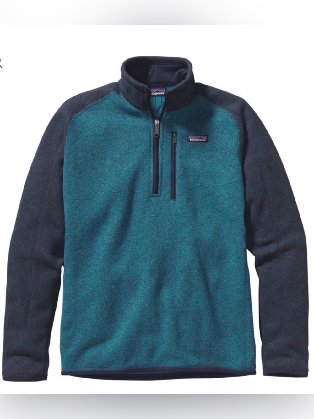 Patagonia Teal Body with Navy Sleeves Quarter-Zip Fleece